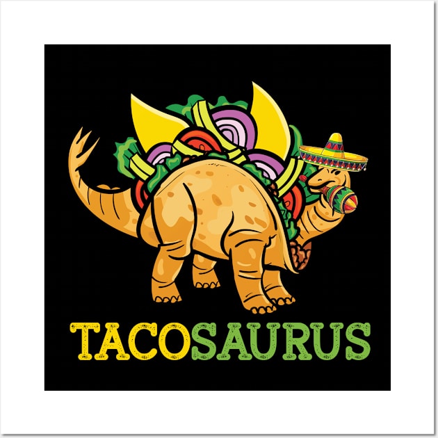 Cinco de Mayo Tacosaurus Taco Dinosaur Wall Art by peskyrubeus